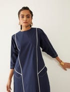 MARTHA DRESS - NAVY view 5