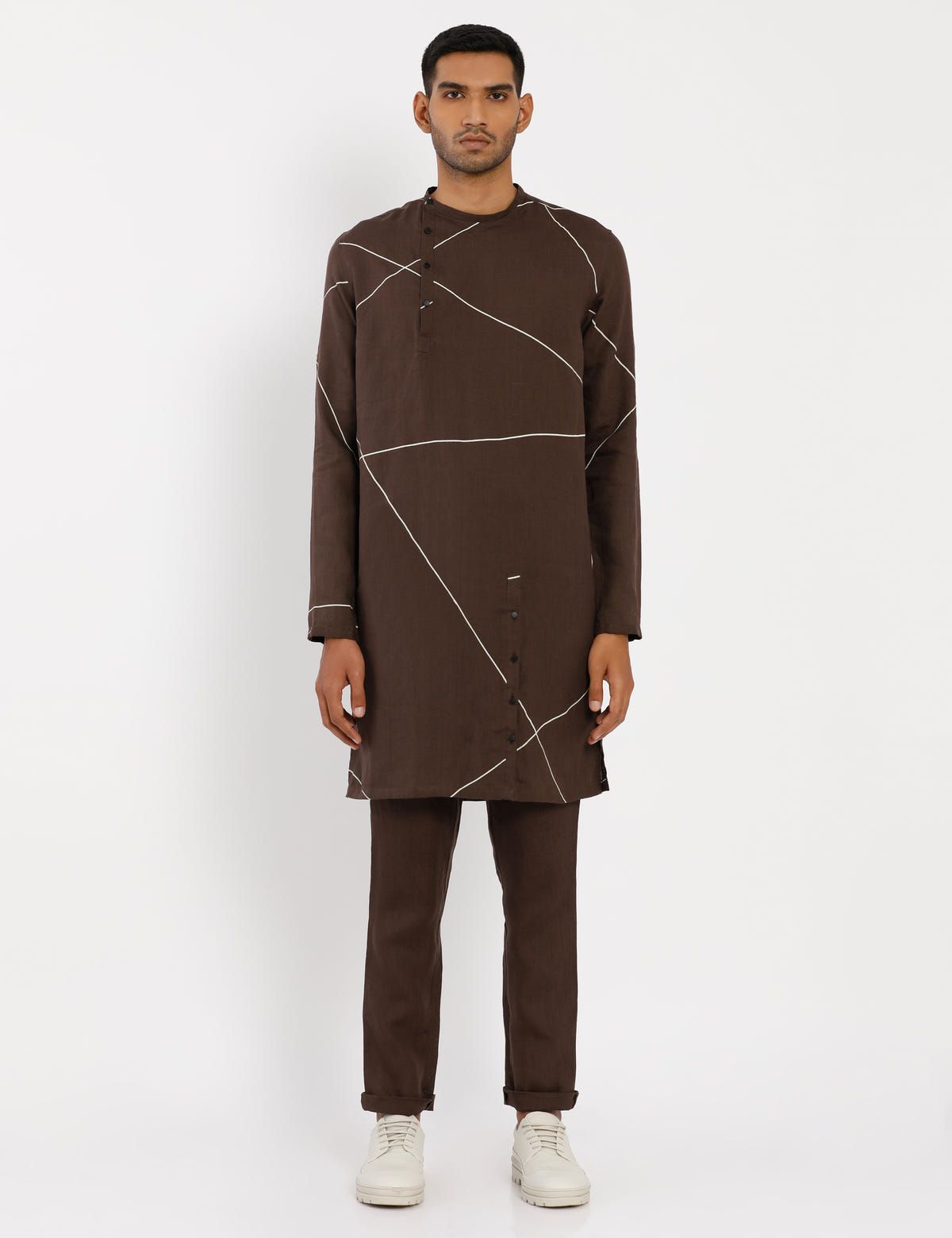 MERGER KURTA ABSTRACT - BROWN - image 1