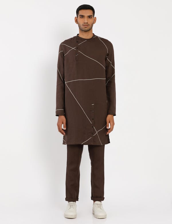 SON OF A NOBLE - SNOB — MERGER KURTA ABSTRACT - BROWN