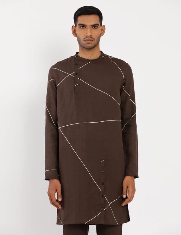 SON OF A NOBLE - SNOB — MERGER KURTA ABSTRACT - BROWN