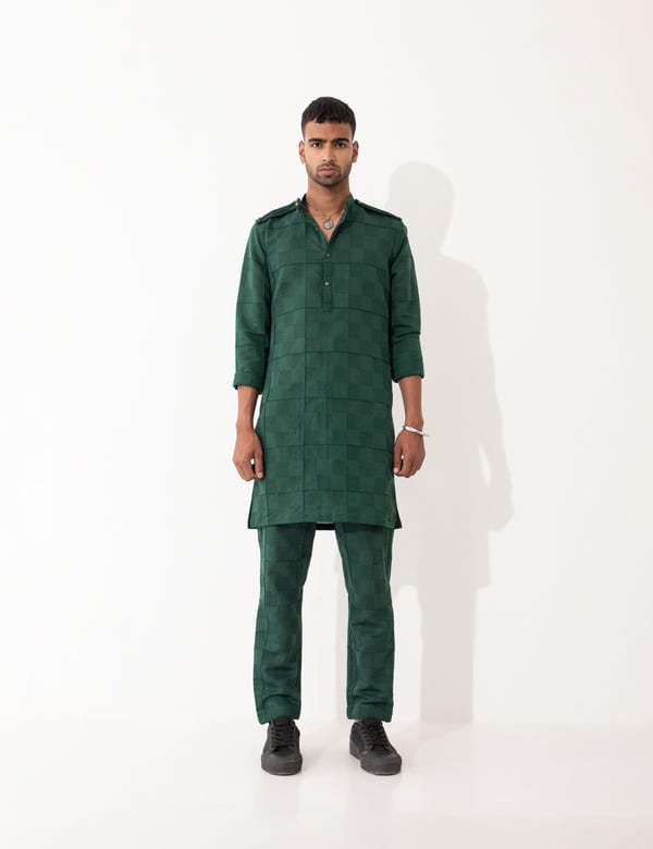 SON OF A NOBLE - SNOB — AUBREY MESH KURTA - GREEN