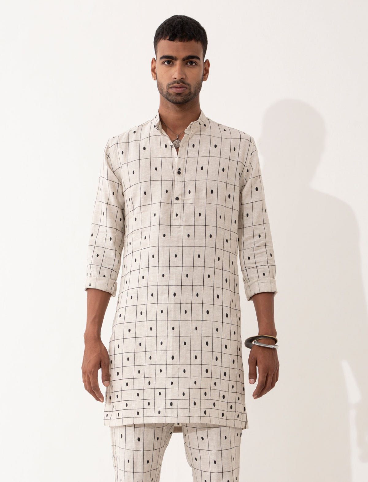 ZANDER CHECKER KURTA - IVORY - image 2