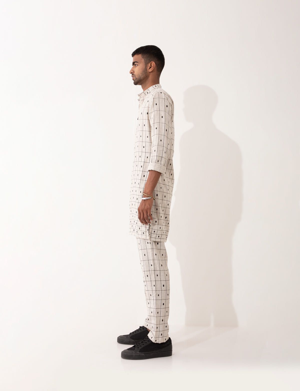 ZANDER CHECKER KURTA - IVORY - image 4