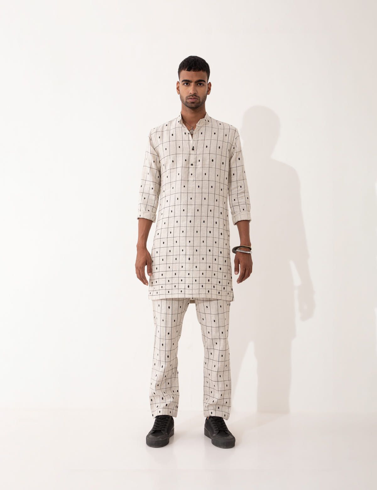 ZANDER CHECKER KURTA - IVORY - image 7