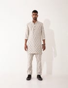 ZANDER CHECKER KURTA - IVORY view 7