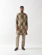 EZRA BARBED KURTA - OLIVE view 1