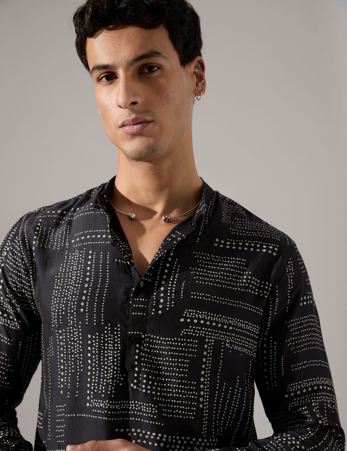 Michael Dots Kurta Set - Black - image 1