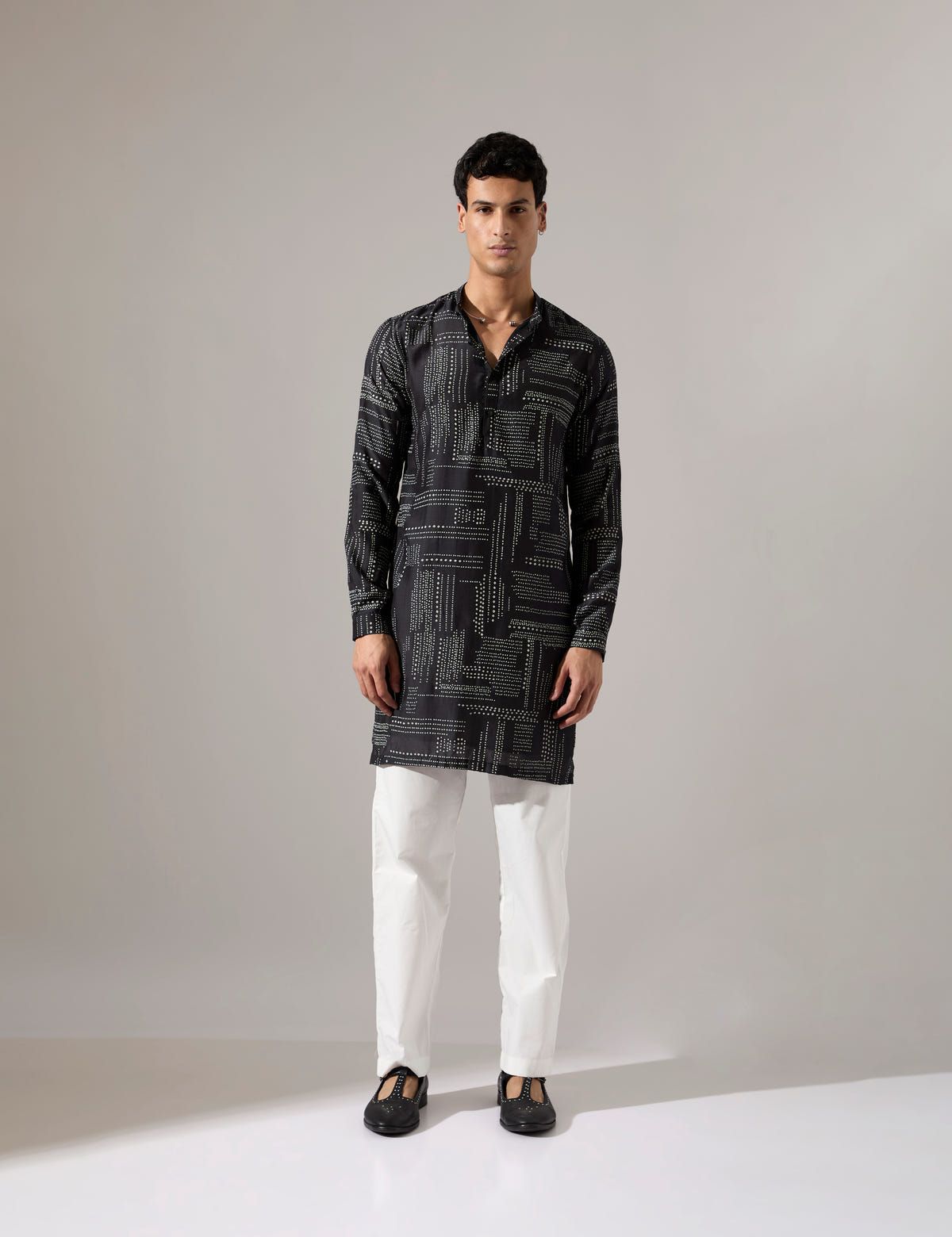 Michael Dots Kurta Set - Black - image 2