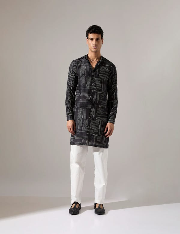 SON OF A NOBLE - SNOB — Michael Dots Kurta Set - Black