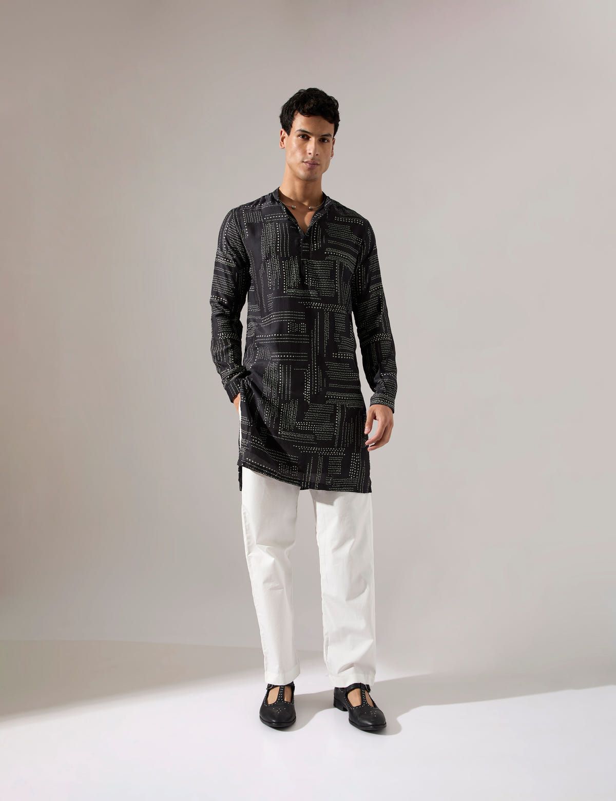 Michael Dots Kurta Set - Black - image 3