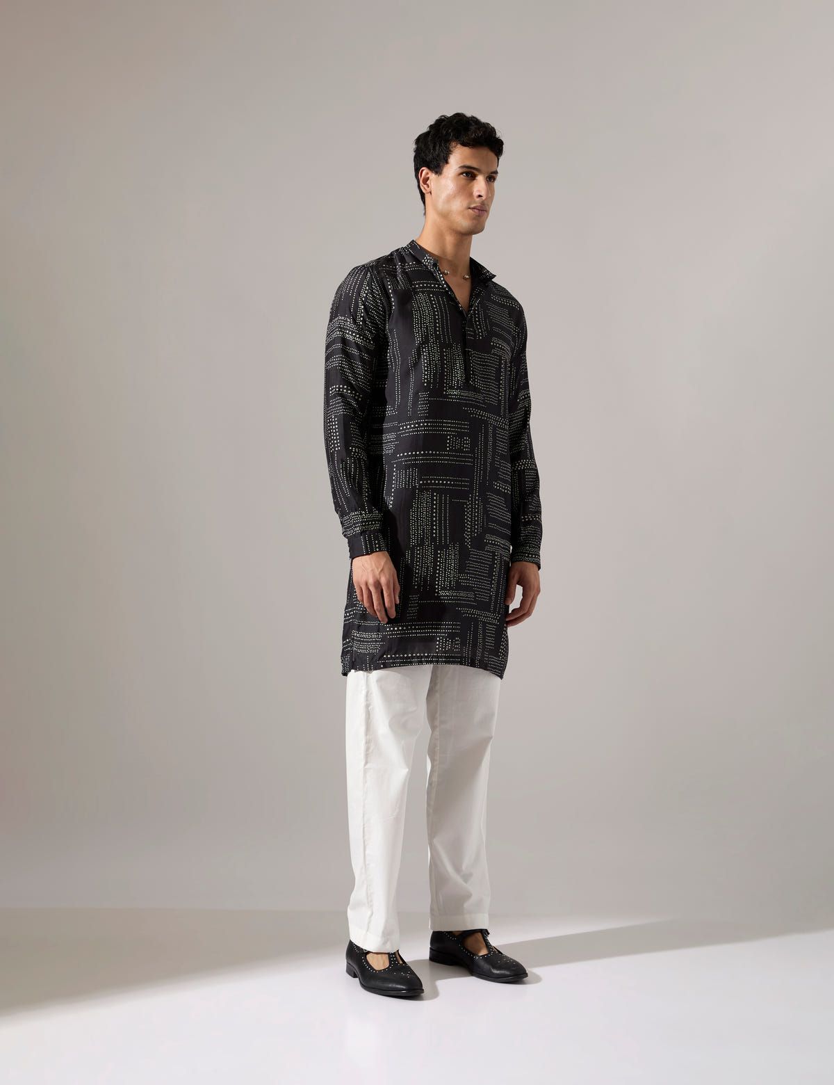 Michael Dots Kurta Set - Black - image 4