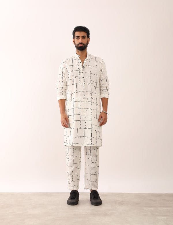 SON OF A NOBLE - SNOB — KRISH TETRIS KURTA - WHITE