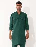 JENO METAL COMBO KURTA - GREEN view 1