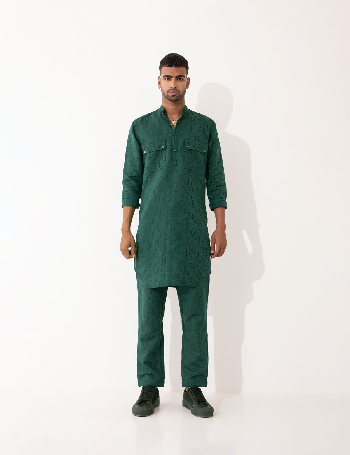 JENO METAL COMBO KURTA - GREEN - image 5