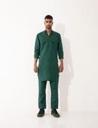 JENO METAL COMBO KURTA - GREEN view 5