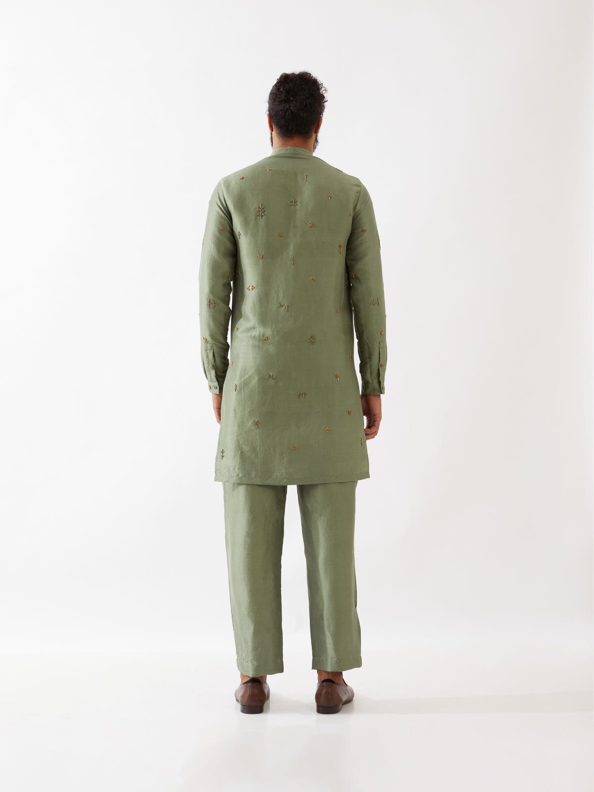 TRISTAN SILK KURTA SET - GREEN - image 4