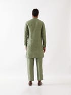 TRISTAN SILK KURTA SET - GREEN view 4