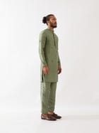 TRISTAN SILK KURTA SET - GREEN view 5