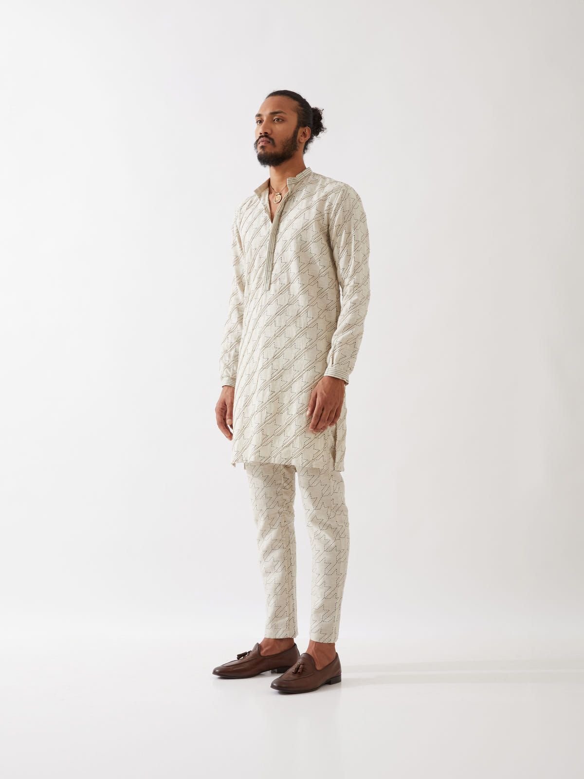RYDER HOUNDSTOOTH KURTA - IVORY - image 3