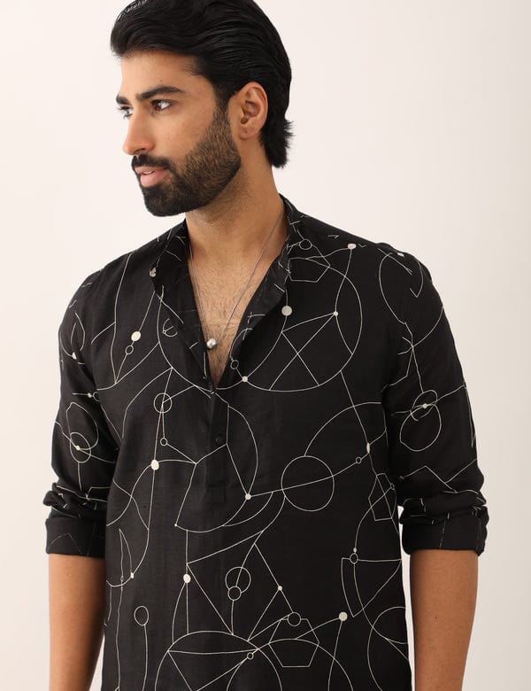 SON OF A NOBLE - SNOB — KRISH COSMOS KURTA - BLACK