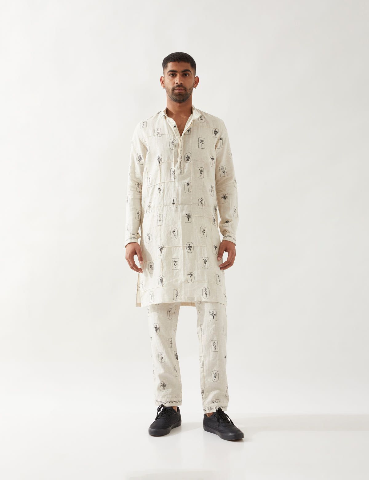 SLATE STAMP KURTA SET - IVORY - image 1