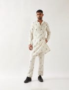 SLATE STAMP KURTA SET - IVORY view 4