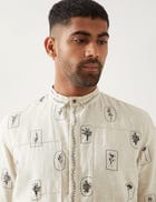 SLATE STAMP KURTA SET - IVORY view 5