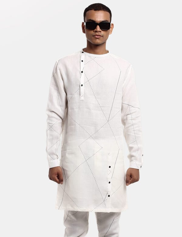 SON OF A NOBLE - SNOB — Sherwood - Kurta - Lines - White