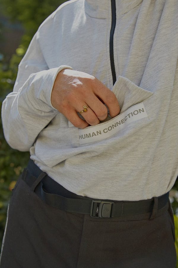 Biskit — Human Connection High Neck Grey Knit Top