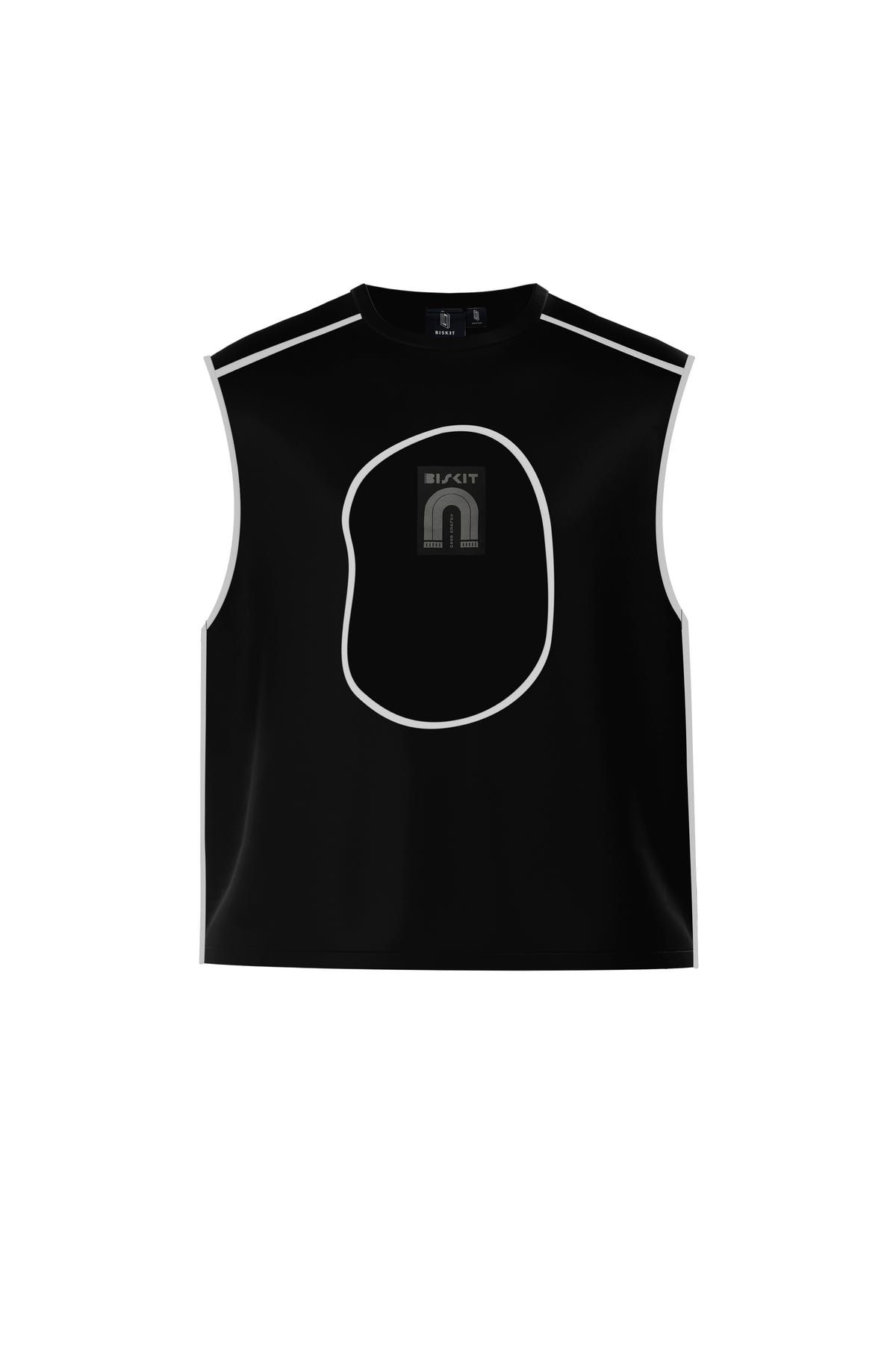 Good Energy Black Sleeveless T-shirt With White Piping - image 1