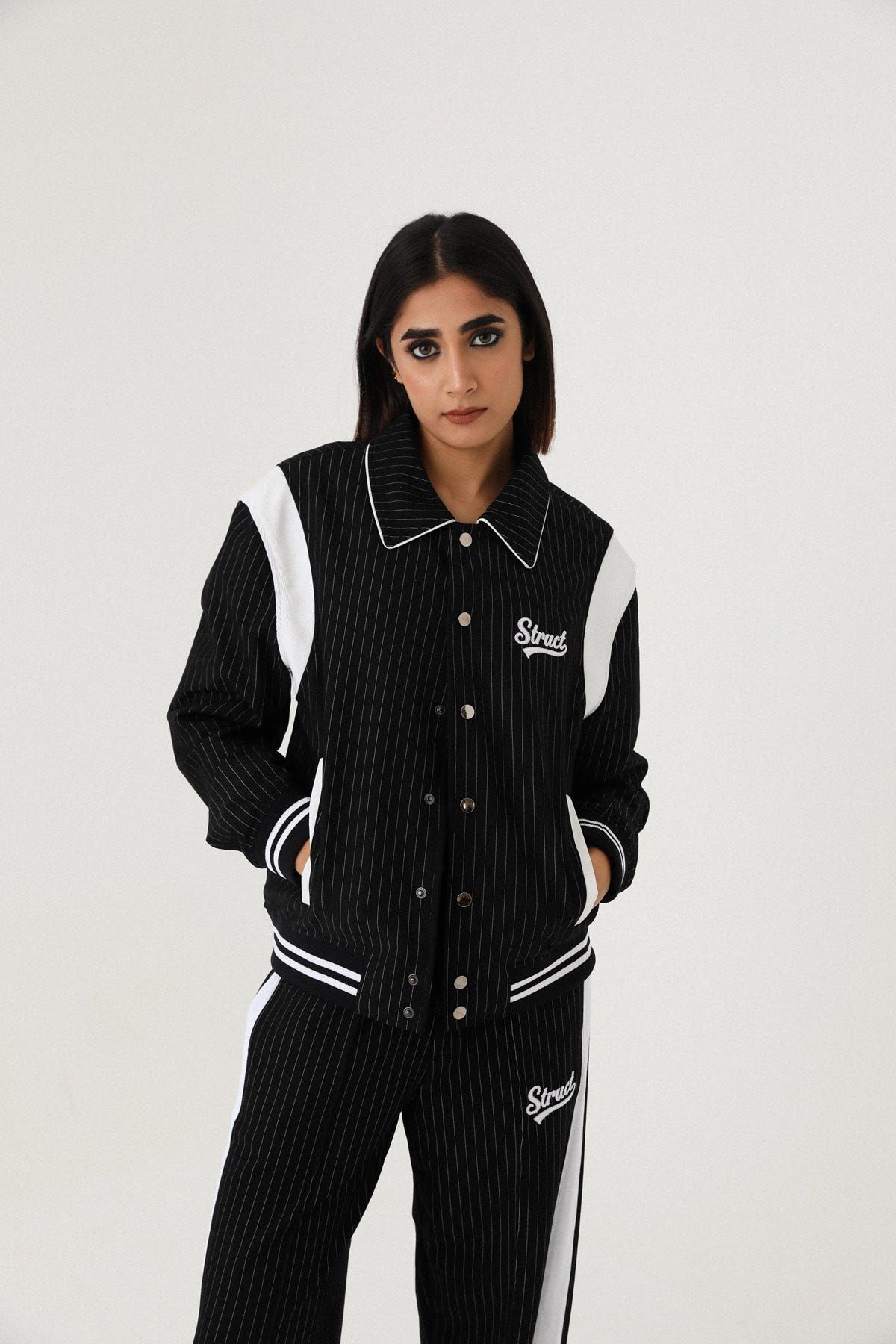 PINSTRIPE SUITING BOMBER JACKET - image 4