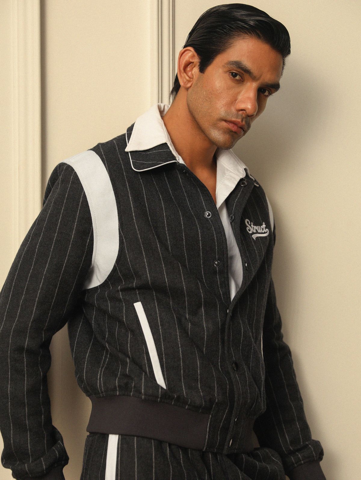 HIGHLANDERS PINSTRIPE SUITING BOMBER JACKET - II GREY - image 11