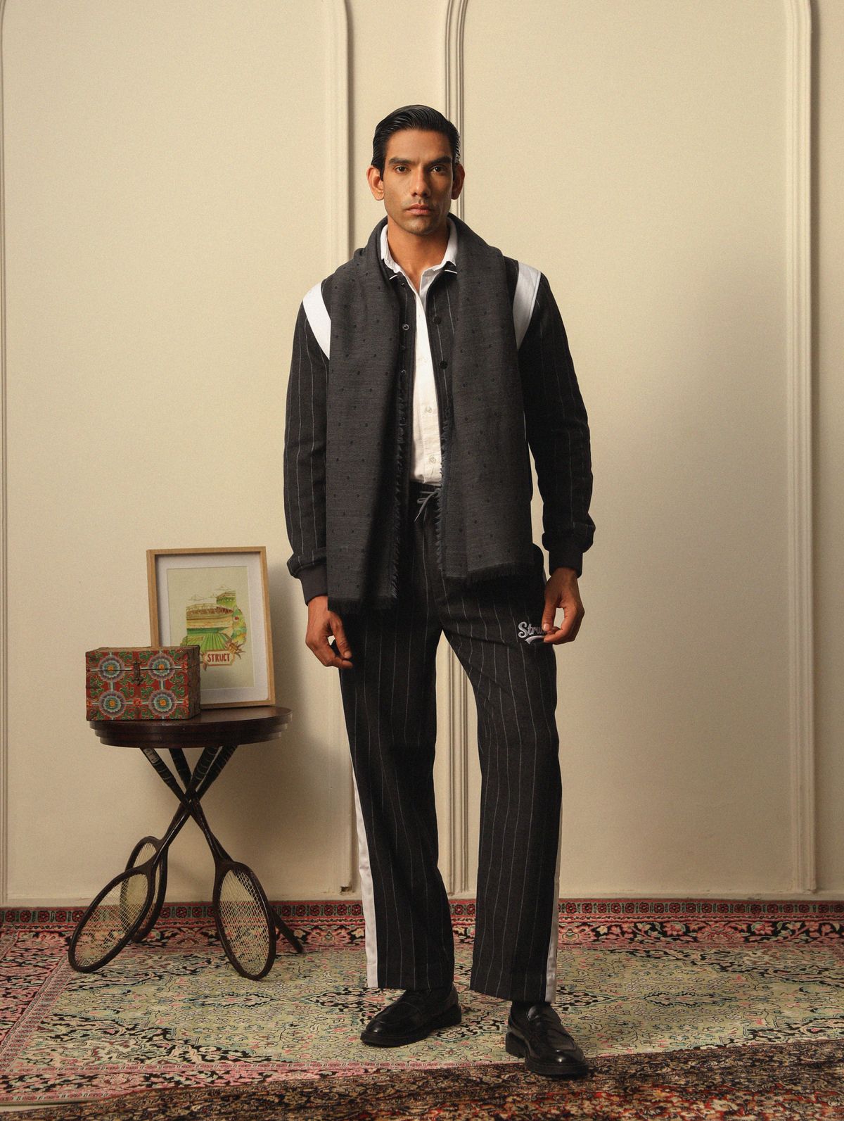HIGHLANDERS PINSTRIPE SUITING BOMBER JACKET - II GREY - image 12