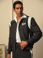 HIGHLANDERS PINSTRIPE SUITING BOMBER JACKET - II GREY view 2