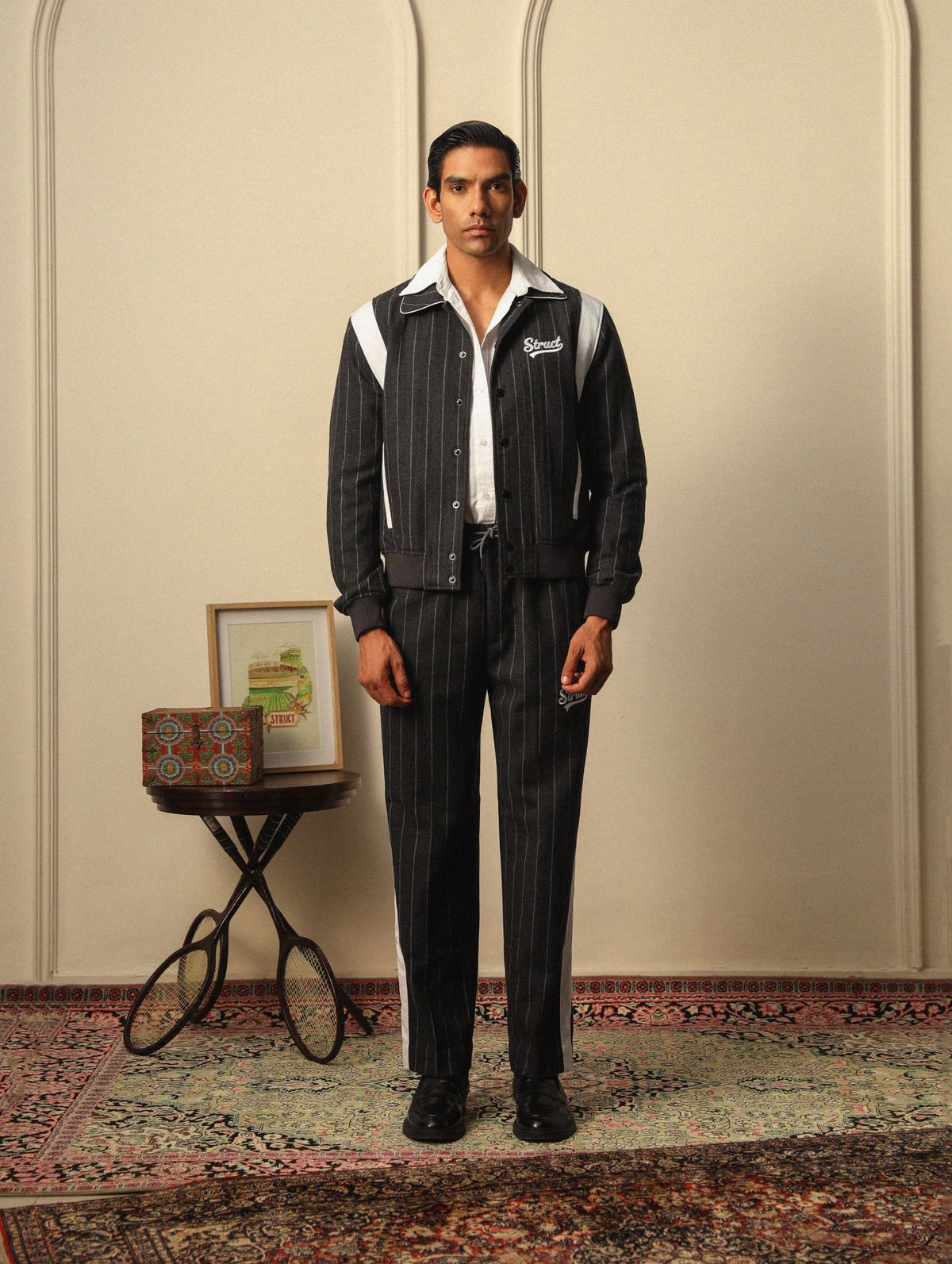 HIGHLANDERS PINSTRIPE SUITING BOMBER JACKET - II GREY - image 5