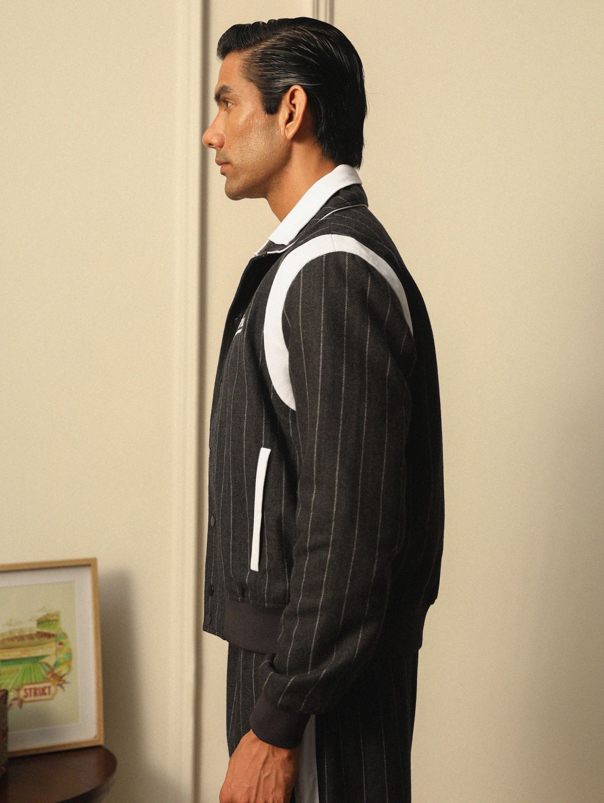 HIGHLANDERS PINSTRIPE SUITING BOMBER JACKET - II GREY - image 7