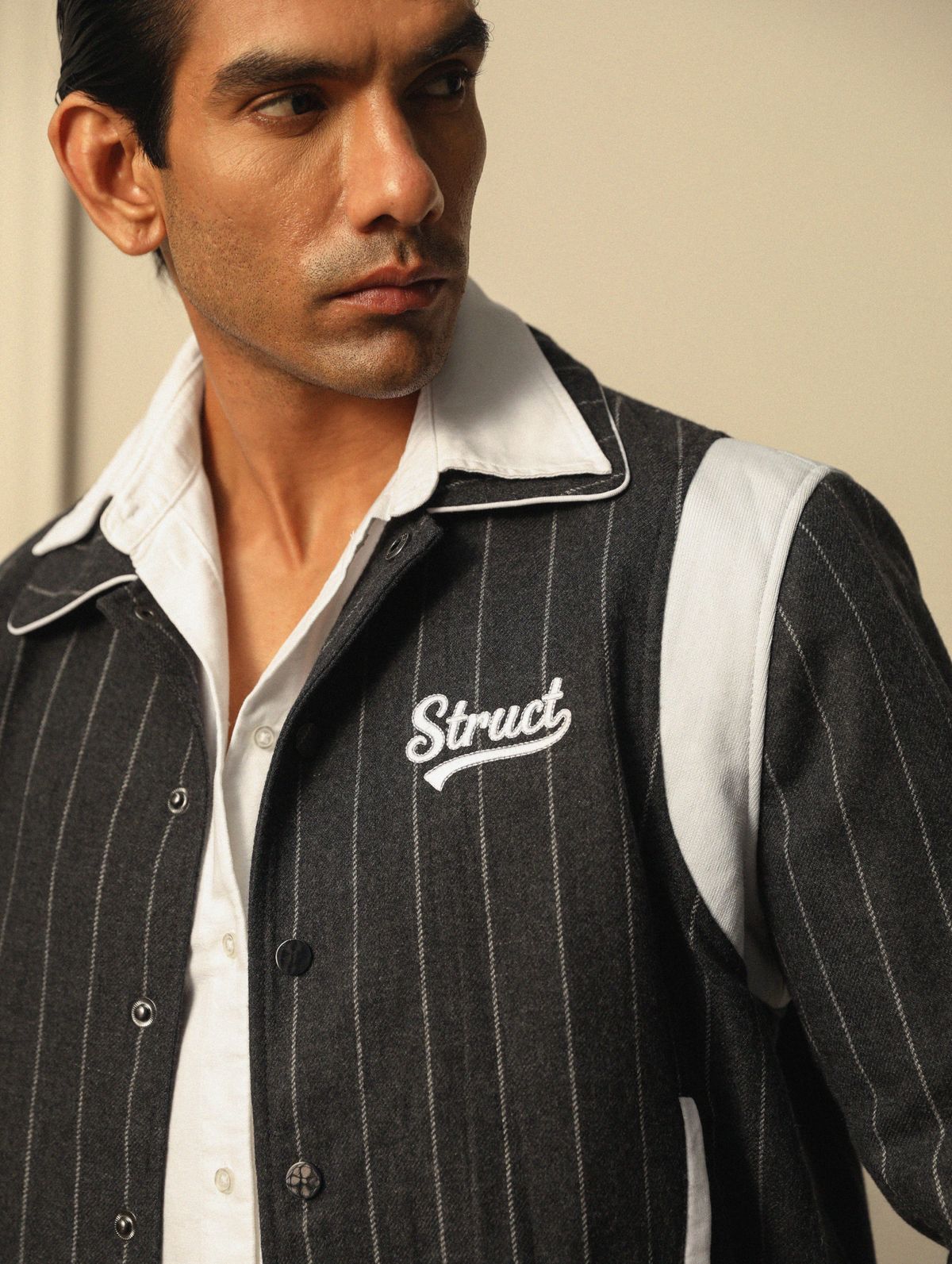 HIGHLANDERS PINSTRIPE SUITING BOMBER JACKET - II GREY - image 8