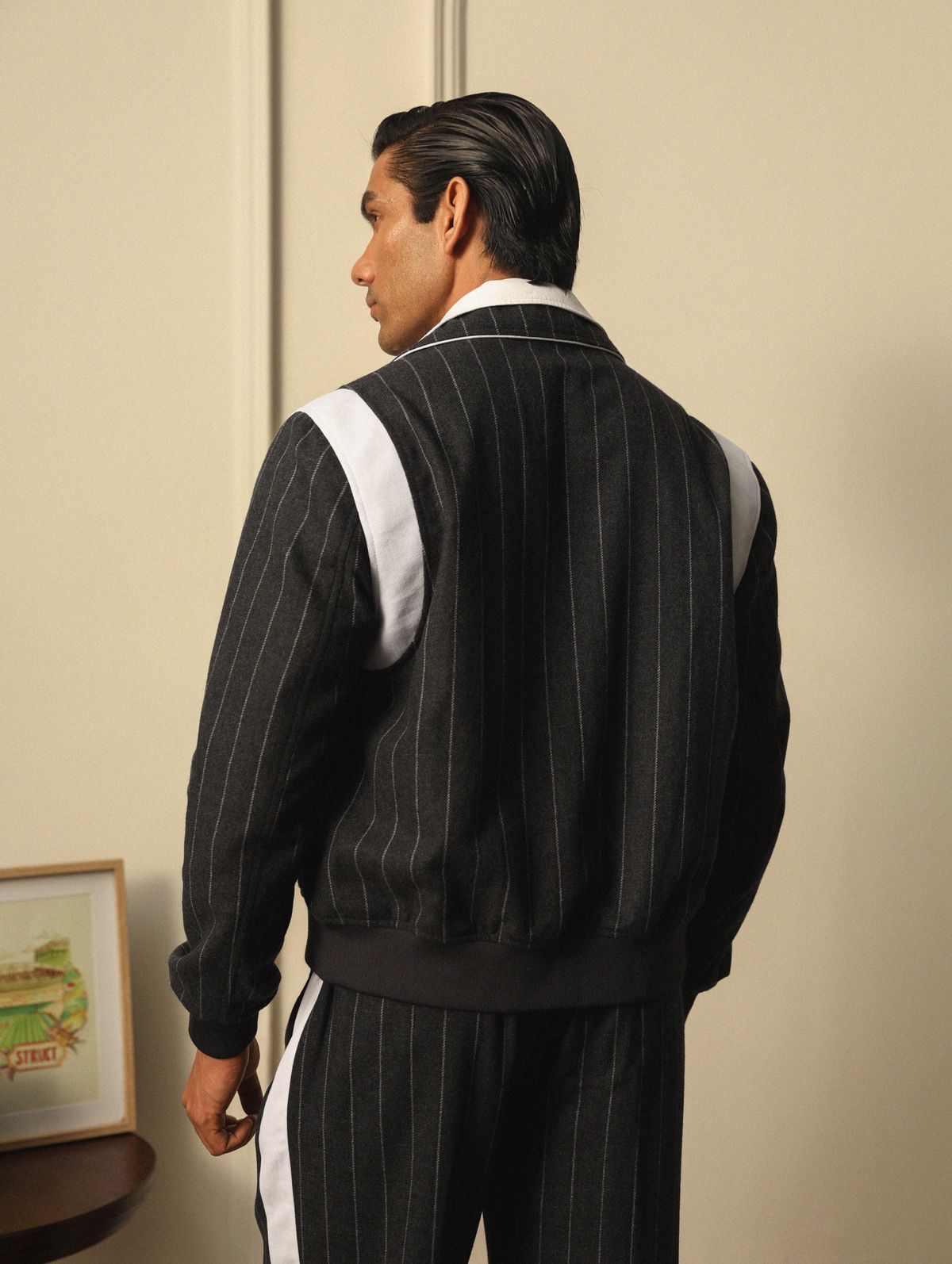 HIGHLANDERS PINSTRIPE SUITING BOMBER JACKET - II GREY - image 9