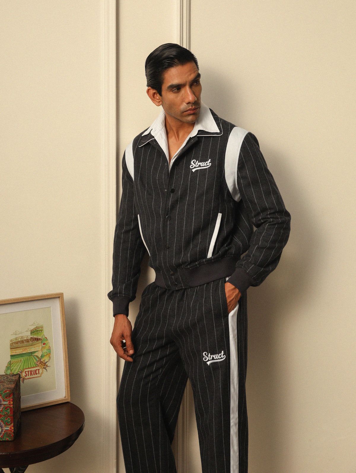 HIGHLANDERS PINSTRIPE SUITING BOMBER JACKET - II GREY - image 10