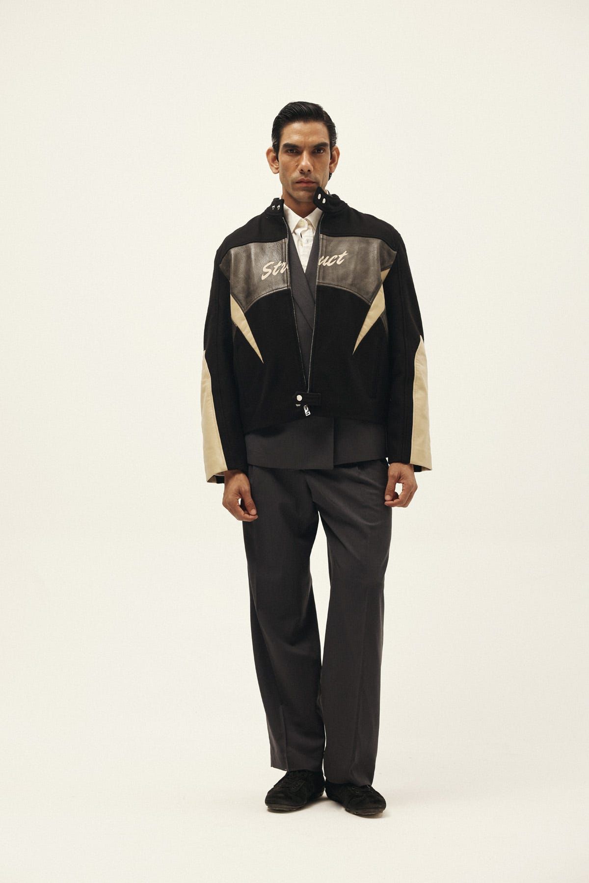 STRUCT DISTRESSED LEATHER RIDER JACKET BLACK - image 1
