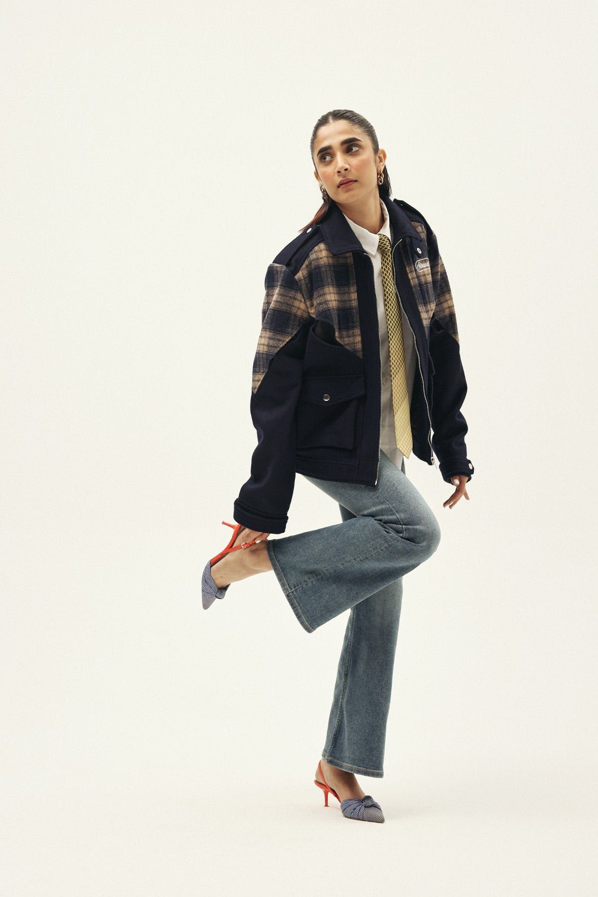 CHEVRON CHECK TRACK SUITING JACKET - image 2