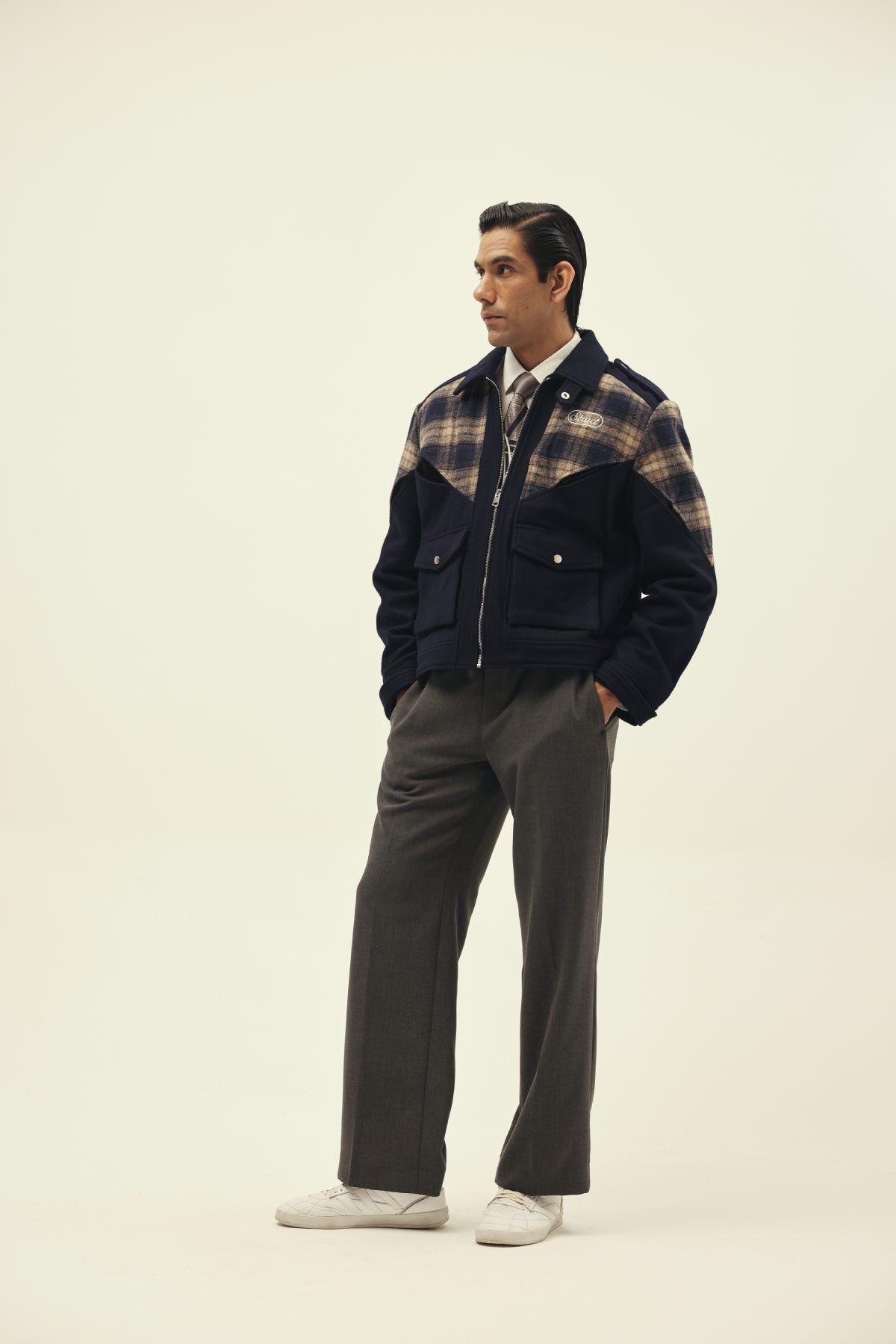 CHEVRON CHECK TRACK SUITING JACKET - image 5