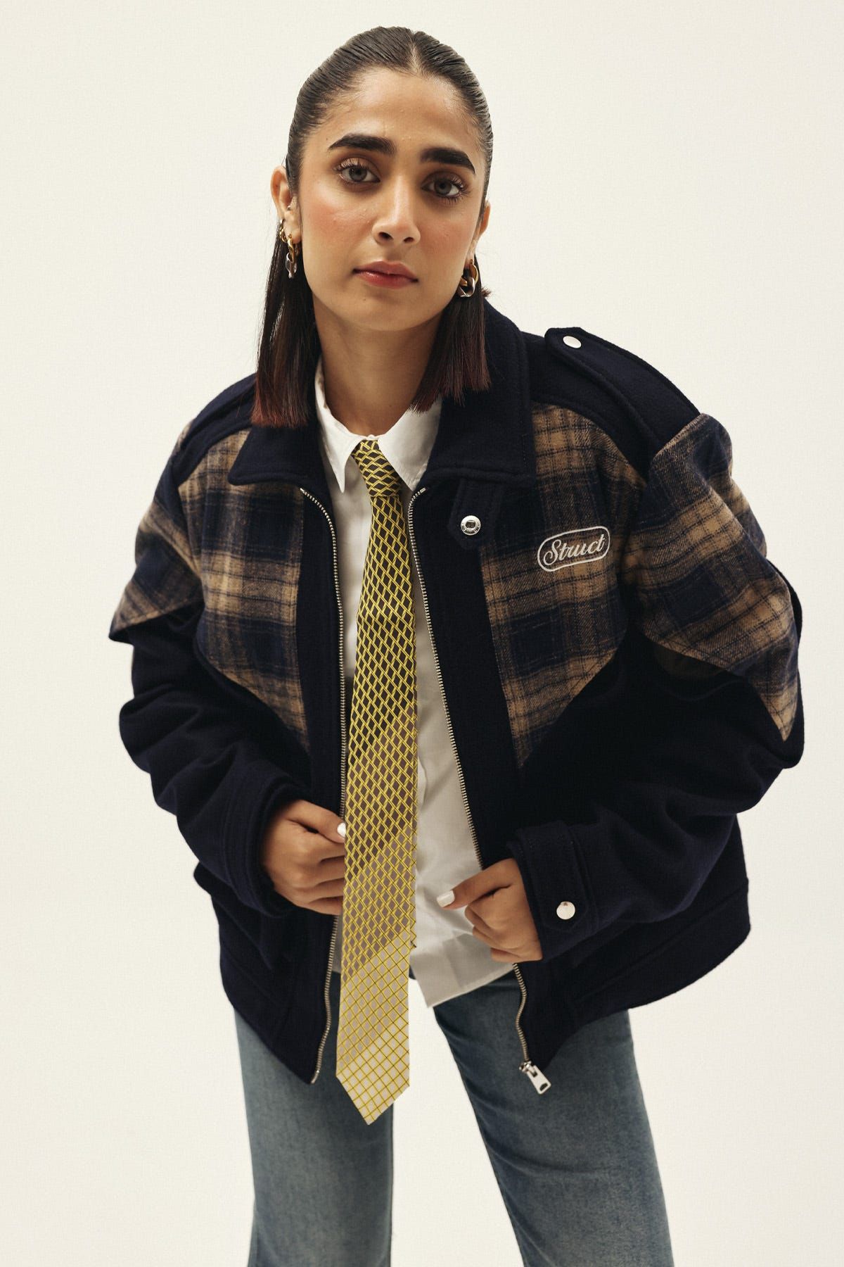 CHEVRON CHECK TRACK SUITING JACKET - image 6