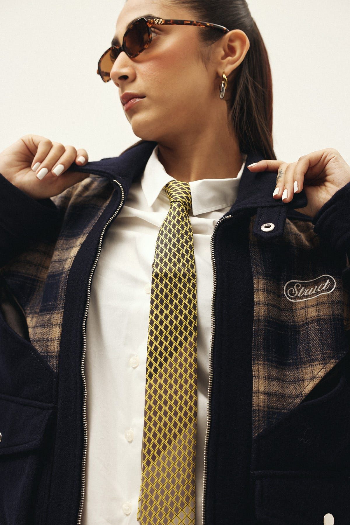 CHEVRON CHECK TRACK SUITING JACKET - image 8