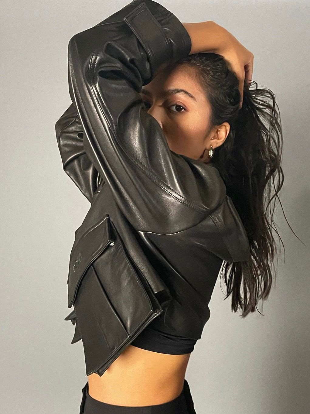 CROP LEATHER JACKET - image 1