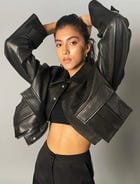 CROP LEATHER JACKET view 4