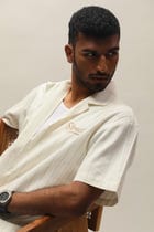 PINSTRIPE LINEN BOWLING SHIRT view 4