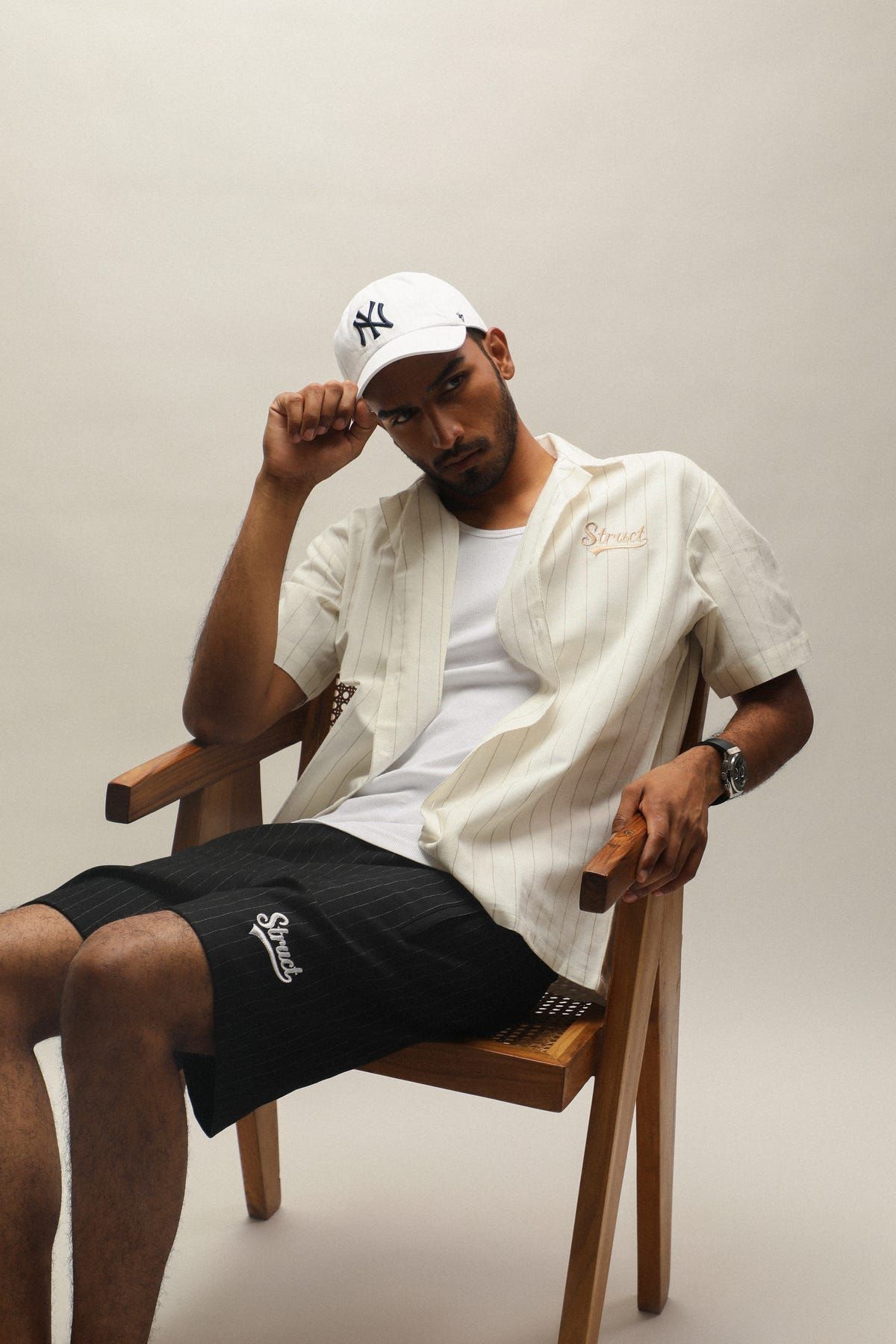 PINSTRIPE LINEN BOWLING SHIRT - image 6