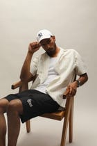 PINSTRIPE LINEN BOWLING SHIRT view 6