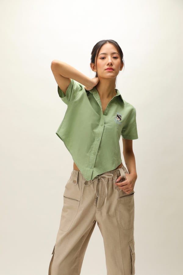 Struct — LINEN TRIGON CROP SHIRT